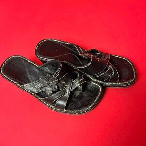 Aldo / Chunky brown leather wedge sandals 🤎🤍